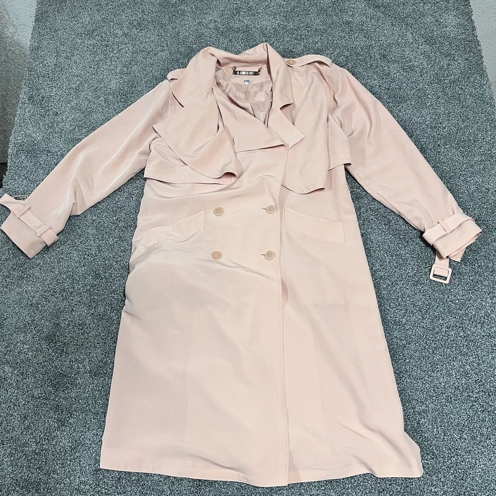 Jennifer Lopez Trench Coat Blush Pink Double Breasted Belted Women Medium JLO
